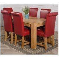 Thats Furniture Kuba 180 x 90 cm Chunky Oak Dining Table & 6 Washington Leather Chairs in Red