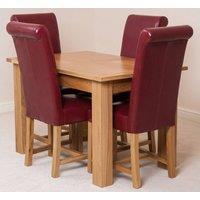 Thats Furniture Hampton 120-160cm Oak Extending Dining Table + 4 Washington Leather Chairs in Red