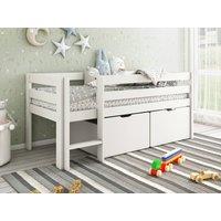 Noomi Shorty Mid Sleeper Bed with Crate Drawer Set in White | Size: Junior