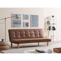 Home Detail Salerno Air Leather Sofa Bed With Wooden Legs in Brown