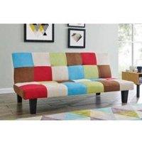 Home Detail Atlanta Fabric Patchwork Sofa Bed With Tufted Detail & Black Legs