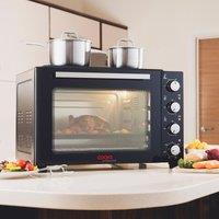 Cooks Professional 48L Mini Oven with 2 Hobs - Electric Multifunction Countertop Cooker in Black