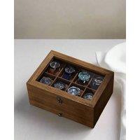 Modcraft Wooden Watch & Jewellery Box with 8 Slots & Glass Top in Brown