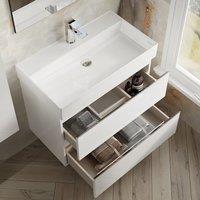 Banyetti Vatilla 800mm Wall Hung Vanity Unit with Veneto 1 Tap Hole Basin - Gloss White
