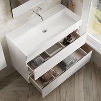 Banyetti Vatilla 1000mm Wall Hung Vanity Unit with Veneto No Tap Hole Basin - Gloss White