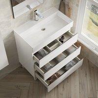 Banyetti Vatilla 800mm Floorstanding Vanity with Veneto 1 Tap Hole Basin - Gloss White