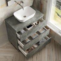 Banyetti Vatilla 800mm Floorstanding Vanity Unit with Matching Worktop-Cemento Grey