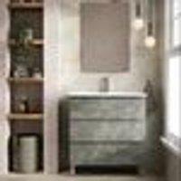 Banyetti Vatilla 800mm Floorstanding Vanity Unit with Veneto 1 TH Basin-Cemento in Grey
