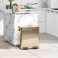 HOMCOM 2 x 20L Dual Kitchen Bin Pedal Bin for Recycling & Waste in Gold