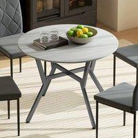 HOMCOM Small Kitchen Table with Black Steel Legs, Dining Table in Grey