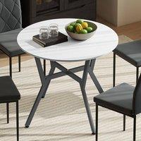 HOMCOM Small Kitchen Table with Black Steel Legs, Dining Table in White