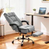HOMCOM Pet-Friendly Leather Recliner Computer Chair with Footrest in Grey