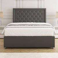 BSSPOKE Nova Plush Velvet Divan Bed Set 24 Headboard & Mattress No Drawers in Grey | Size: King