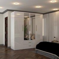Sliding Wardrobes 4U Modern Wardrobe 4 Door High Gloss Wardrobe W 160cm x H 200cm x D 50cm in White