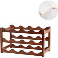 SPETLEK 12 Bottles Wooden Wine Bottle Storage Racks Display Wine Shelves Tool in Brown