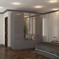 Sliding Wardrobes 4U Modern Wardrobe 4 Door High Gloss Wardrobe W 160cm x H 200cm x D 50cm in Grey