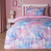 OHS Unicorn 7.5 Tog Coverless Duvet with Pillowcase Kids Bedding Set | Size: Double