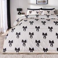 OHS Bows 10.5 Tog Coverless Duvet with Pillowcase Bedding Set in Cream | Size: King