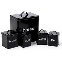 Oypla 5 Piece Metal Kitchen Canister Set in Black