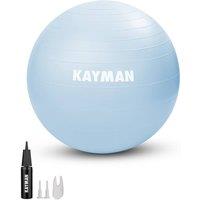 Kayman Exercise Ball (Ocean Haze) - Anti-Burst System, Non-Slip Rings in Blue | Size: 65 cm