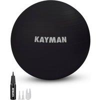 Kayman Exercise Ball (Charcoal Storm) - Anti-Burst System, Non-Slip Rings in Black | Size: 55 cm