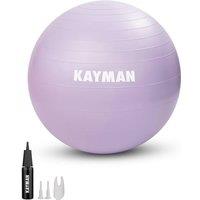 Kayman Exercise Ball (Lavendar Mist) - Anti-Burst System, Non-Slip Rings in Lavender | Size: 75 cm