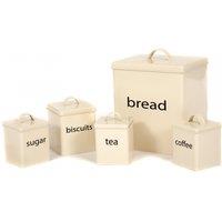 Oypla 5 Piece Metal Kitchen Canister Set in Cream
