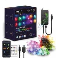 ENER-J Smart Magic RGB LED Fairy Lights 5m 50 LED WiFi BLE with UK Plug & Remote in White | Size: 25 cm diameter x 19 cm high