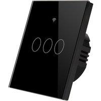 ENER-J 3 Gang Smart WiFi Touch Light Switch No Neutral Required Black Glass 1800W UK Home Lighting Control in White