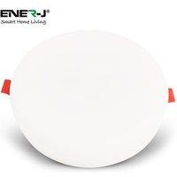ENER-J 12W Frameless Recessed-Surface Super LED Panel, 105mm, Round, 6000K (pack of 4) in White | Size: 25 cm diameter x 19 cm high