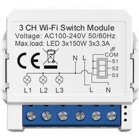 ENER-J Smart Home WiFi & BLE 3 Gang Light Switch Module in White | Size: 1000mm x 1000mm