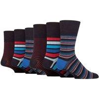 SOCKSHOP Gentle Grip Men's 6 Pack Non Elastic Loose Top Bamboo Socks in Red | Size: 6-11