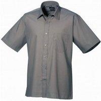 Premier Men's Short Sleeve Poplin Shirt in Dark Grey | Size: 21 inches