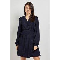 Dorothy Perkins Women's Gingham Shirred Waist Collar Detail Jersey Mini Dress | Size: 16