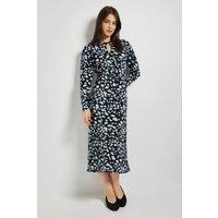 Dorothy Perkins Women's Animal Knot Waist Long Sleeve Midi Dress | Size: 16
