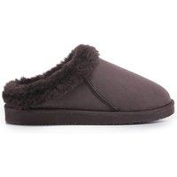 VIVA Women's Polar Women's Faux Suede Clog Style House Slippers - Shearling-Lined in Dark Brown | Size: 9