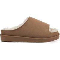 VIVA Women's Polar Women's Fur Lined Slide Slippers - Suede Upper, Cozy Faux Fur in Tan | Size: 9