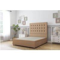 Sloomy Alabama Tweed Divan Bed Base No Drawers With 26 Strutted Headboard in Light Brown | Size: King
