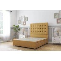 Sloomy Alabama Plush Divan Bed Base 2 Drawers - 26" Headboard in Mustard | Size: Single