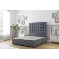 Sloomy Alabama Plush Divan Bed Base 2 Drawers - 26" Headboard in Dark Grey | Size: Small Single