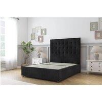 Sloomy Alabama Plush Divan Bed Base 2 Drawers Foot-End - 26 Headboard in Black | Size: Small Double