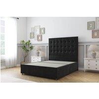 Sloomy Alabama Plush Divan Bed Base 2 Drawers Foot-End - 54 Headboard in Black | Size: Small Double