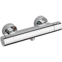 Bathroom Kingdom Menai Chrome Round Thermostatic Cool Touch Shower Bar Valve in Silver