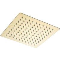 Bathroom Kingdom 250mm Brushed Brass Square Stainless Steel Slim Shower Head in Gold