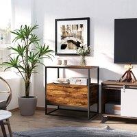 HOMCOM Industrial-Style Side Table with Drawer Open Shelf Steel Frame in Black