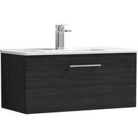 Balterley Bathroom 1 Soft Close Drawer, Wall Hung Vanity Unit, Black, 800mm in Black