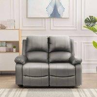 Comfy Living Ltd Bonded Leather Reclining 2 Seater Sofa in Light Grey