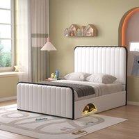 Harmin Stylish Modern White Double Bed with Built-In Pet Nook