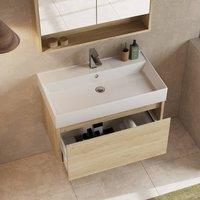 Banyetti Mino 800mm Wall Hung Vanity Unit with Veneto 1TH Basin- Natural Oak in Light Oak