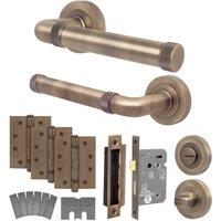AFIT Antique Brass Fire Door Handle Bathroom Set 80mm Lock 102mm Hinges in Bronze | Size: 150mm x 150mm